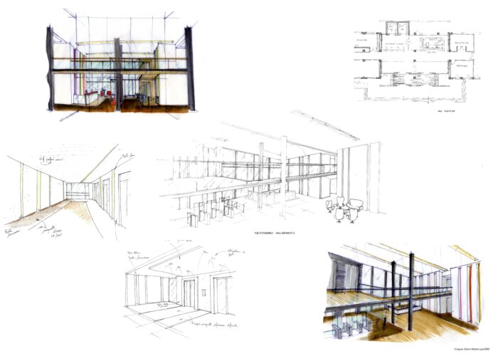 EVERGREEN Campus Montrouge - croquis d'études - Architecture Intérieure et Design - Atelier CM