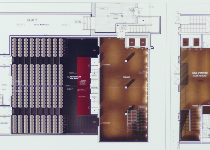 EVERGREEN Campus Montrouge - plan auditorium architecture d’intérieur - Atelier CM