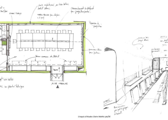 Science Politique Paris - MediaLab - Espace numérique - croquis d'études - Architecture Intérieure et Design - Atelier CM