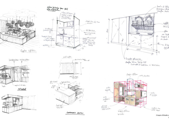 Immeuble Mozaïk - plans cafétéria - Architecture Intérieure et Design - Atelier CM