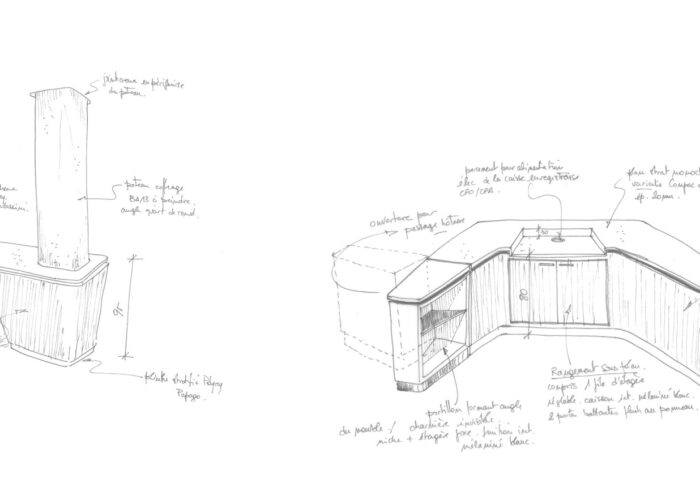 Lounge Paris-Bourse - croquis d'études - Architecture Intérieure et Design - Atelier CM