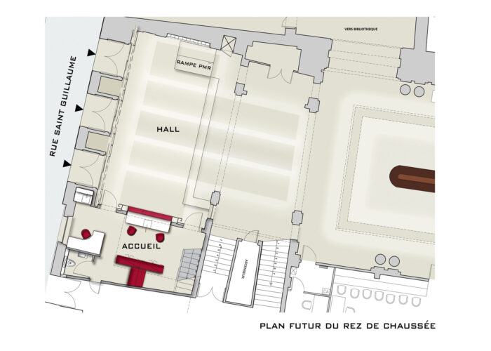 Hall d’accueil Université des Sciences Politiques Paris - plans - Architecture d'intérieur - Atelier CM