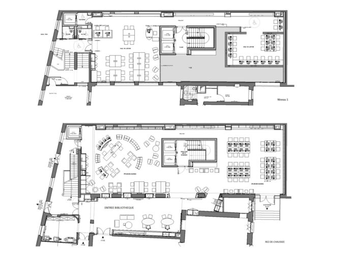 Bibliothèque université des Sciences Politiques Paris - plans- Architecture d'intérieur - Atelier CM