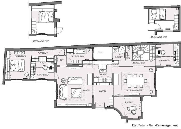Appartement Porte Maillot Paris - Plans - Architecture d'intérieur - Atelier CM