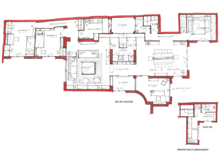 Appartement Porte Maillot Paris - Plans aménagement - Architecture d'intérieur - Atelier CM