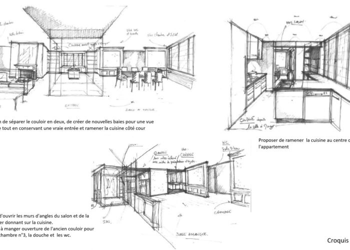 Appartement Porte Maillot Paris - Croquis - Architecture Intérieure et Design - Atelier CM