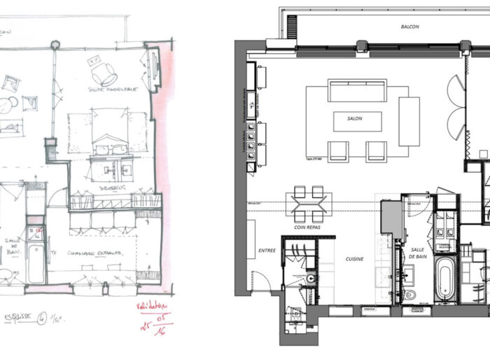 Appartement Porte de la Muette Paris - Plans - Architecture Intérieure et Design - Atelier CM