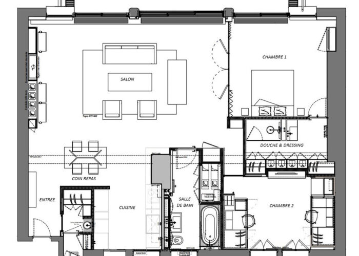 Appartement Porte de la Muette Paris - Plans - Architecture Intérieure et Design - Atelier CM
