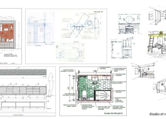 études - croquis - maison Aroeira Lisbonne Portugal - Architecture intérieure & Design - Atelier CM